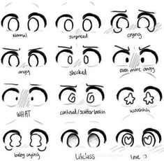 an image of different facial expressions in the form of eyeliners and nose shapes