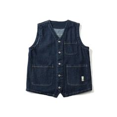 WIAOFELLAS New Men's Vest Japanese Fashion Waistcoat Trend Men Clothing V-neck Solid Wild Single-breasted Sleeveless Cargo Jacket Male Denim Vest Men, Waistcoat Fashion, Goth Harajuku, Street Sweatshirt, Black Y2k, Blue Camouflage, Grain Texture, Cargo Jacket, Vests Mens