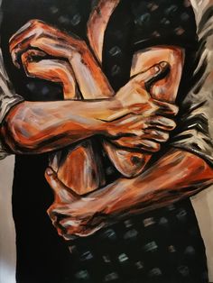 a painting of two hands holding each other