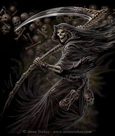 a skeleton with a sculler in his hand