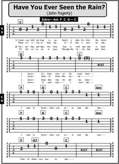 sheet music for guitar with the words have you ever seen the rain? on it