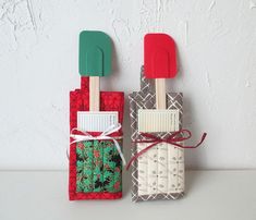 two toothbrush holders made out of fabric