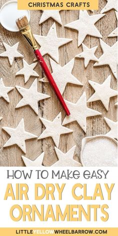 how to make easy air dry clay ornaments for christmas crafts with text overlay