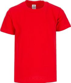 Sporty Plain Short Sleeve T-shirt, Basic Solid Pre-shrunk T-shirt, Red Plain Crew Neck Shirt, Red Crew Neck Plain Shirt, Casual Red Plain T-shirt, Sporty Red Crew Neck T-shirt, Pro Club, Soccer Shop, Backpack Sport