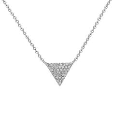 The Diamond Triangle Necklace. Triangle shapes are so "in" now. Minimalist design, crafted in 14k white gold. Set with 36 gleaming bright white brilliant diamonds. By jewelry designer Bassali. Also available in 14k yellow gold, or rose gold. Just contact us if you wish to order in one of those. A very hot trend now. Surprise your girl with this. She'll love it. Lime Green Necklace, Blue Choker Necklace, Dainty Pendant Necklace, Blue Choker, Long Necklace Boho, Christian Necklace, White Gold Set, Statement Choker Necklace, Silver Bead Necklace