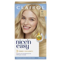 PRICES MAY VARY. Get natural-looking color with Clairol Nice'n Easy 9.5 Natural Extra Light Blonde Creates 3 salon tones and highlights in 1 simple step using Color Blend technology Covers 100% of grays with complementary highlights and lowlights for an authentic look Get permanent blonde hair color that lasts up to 8 weeks One hair color application kit: ColorBlend Formula, ColorBlend Activator, CC Plus ColorSeal Conditioner, Expert gloves Light Beige Blonde, Hair Dye Allergy, How To Dye Hair At Home, Beach Blonde, Champagne Blonde, Light Blonde Hair, Hair Color Cream, Light Ash Blonde, Medium Blonde