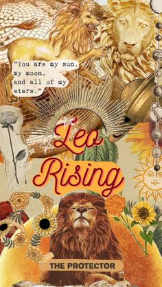 a collage of images with the words lee rising on it and an image of a lion