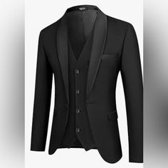 Coofandy Men's 2 Pieces Suit Fit Tuxedo Set Lapel Dinner Prom Jacket & Vest Size Medium Nwt Prom Jacket, Grooms Attire, Men Stylish Dress, Jacket Vest, Groom Attire, Formal Suits, Mens Suits, Vest Jacket, Mens Jackets