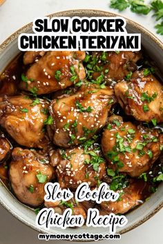 slow cooker chicken teriyaki in a bowl