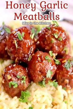 the meatballs are covered in sauce and garnished with parsley