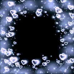 an abstract blue and white background with many hearts in the shape of a circle, surrounded by stars