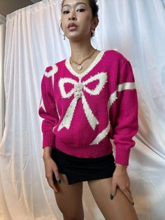 73% acrylic  19% nylon 4% wool 3% angora rabbit hair  Fits M/L Winter Party Sweater, Pink Sweater For Winter Party, Pink Winter Party Sweater, Pink Sweater For Fall Party, Pink Fall Party Sweater, Casual Pink Sweater For Party, Pink Knit Party Sweater, Pink Knit Sweater For Party, Shein Sweater