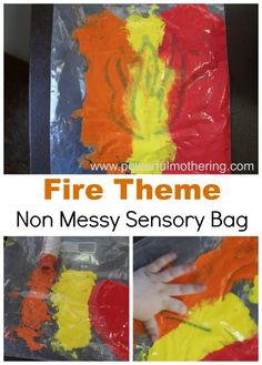 fire theme non messy sensory bag for toddlers to play with and learn how to use it