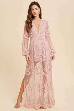 LACE MAXI ROMPER DRESS- V-NECK with hook- SHORTS LINING- SIDE SLITS- BALLOON SLEEVES- SHEER BACK- BACK ZIPPER WITH HOOK & EYESELF: 75% COTTON, 25% NYLONCONTRAST: 100% COTTONLINING: 100% POLYESTERChest armpit to armpit:S 18", M 20", L 22"Waist around on the smallest area, band area on the dress:S 27", M 29", L 31"Hips, the lining shorts, they are supposed to be loose fit:S 40", M 42", L 44"Model is wearing size small.ALL SALES ARE FINAL. Lace Dress Photoshoot, Lace Maxi Romper, Mauve Lace Dress, Boho Lace Maxi Dress, Maxi Romper Dress, Bohemian Rompers, Off White Lace Dress, Floral Lace Maxi Dress, Maxi Romper