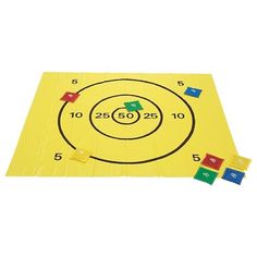 a yellow mat with numbers and arrows on it