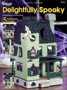 the front cover of a book with an image of a doll house on it's side