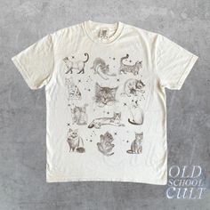 ABOUT THIS PRODUCT - Originally  designed by Oldschoolcult - Runs true to size (Relaxed fit) - For oversized fit go one sizes up your normal size - Comfortable unisex fit - 100% cotton - Professional high quality print TYPES - Available in given colors and sizes - See pictures for example ORDER & SHIPPING - It will take 1-4 business days to print and ship. Estimated shipping times are given but in almost all cases, the items are delivered before the latest date. AFTERCARE - Wash inside out at 30 Cats In Space, 90s Tattoos, Tattoo Cat, Nature Shirts, Funny Graphic Tees, Mens Long Sleeve Tee, Cat T, Cat Tattoo, Lovers Gift