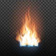 a blazing fire on a black background with transparent backround and clippings