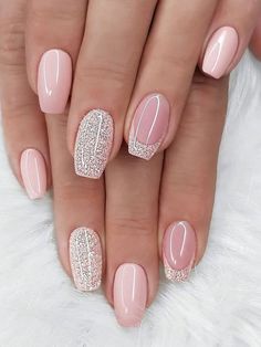 Fancy Nails Designs, Cute Gel Nails, Nails Spring, Short Acrylic Nails Designs, Spring Hill, Nail Designs Glitter, Girls Nails, Dipped Nails, Fancy Nails