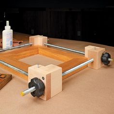 a table with some tools on top of it