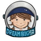 a girl in an astronaut's helmet with the words dream big on it