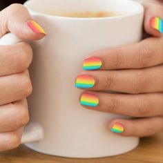 Pretty Rainbow Pastel Color Minx Nail Art | Zazzle Nail Art Orange, Wedding Nail Polish, Orange Nail Art, Cute Nail Art Designs, Purple Nail, Blue Nail, Rainbow Nails, Nail Polish Designs