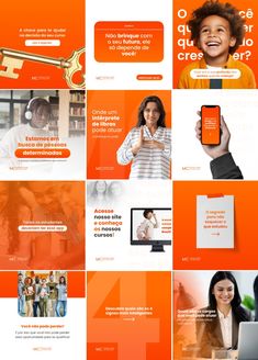 an orange and white website design for a company