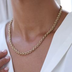 14K Gold Rolo Chain Necklace Minimalist Fine Jewelry Gift | Etsy Luxury Minimalist Chain Necklace With Solid Link, Luxury Minimalist Jewelry With Rolo Chain, Luxury Rolo Chain Round Necklace, Luxury Minimalist Rolo Chain Jewelry, Luxury Minimalist Recycled Gold Chain Necklace, Luxury Everyday Rolo Chain Jewelry, Luxury Minimalist Rolo Chain Necklace, Luxury Rolo Chain Necklace For Gift, Luxury Gold Plated Rolo Chain Necklace