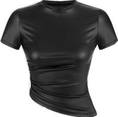 Chic Faux Leather Tops For Club, Trendy Fitted Top With Asymmetrical Zip, Black Faux Leather Club Top, Black Faux Leather Top For Club, Trendy Fitted Faux Leather Tops, Trendy Fitted Faux Leather Top, Black Faux Leather Party Tops, Black Tops With Asymmetrical Zip For Night Out, Edgy Fitted Faux Leather Top