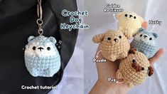 crochet keychains with instructions for how to make them