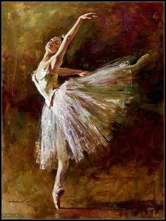 a painting of a ballerina in white dress