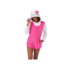 Cozy up in this adorable women's Hello Kitty Romper Pajamas. Click on this INTIMATES & SLEEPWEAR GUIDE to find the perfect fit and more! Cozy up in this adorable women's Hello Kitty Romper Pajamas. Click on this INTIMATES & SLEEPWEAR GUIDE to find the perfect fit and more! FEATURES Attached hood with embroidered and 3D details Zipper front Long sleeves Elastic waist 2 side seam pockets Unlined Soft fleece constructionFIT & SIZING Relaxed fit 3-in. inseamFABRIC & CARE Polyester Machine wash and t Cute Hello Kitty Sleepwear For Lounging, Cute Hello Kitty Print Sleepwear For Lounging, Kawaii Hello Kitty Sleepwear For Loungewear, Pink Kawaii Hello Kitty Sleepwear, Hello Kitty Print Pink Cotton Sleepwear, One Piece Pajamas, Sleepwear Women, Plus Size Dress, Front Zipper