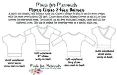 the instructions for how to make a t - shirt with short sleeves and long sleeves