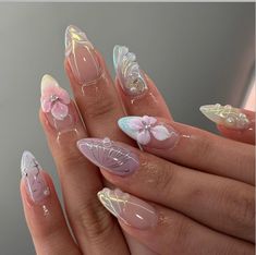 Orchid Nails, 3d Flower Nails, Acrylic Press On Nails, Luxury Nails