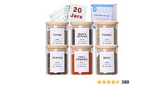 five spice jars with labels on them are for sale in the store, and there is also an additional coupon