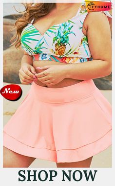 Pink Double-layered Ruffles Beach Skirt Plus Size Pink, Plus Size Beach, Plus Size Swim, Beach Skirt, Ruffled Skirt, Chambray Dress, Free Style, Swim Wear, Gray Skirt