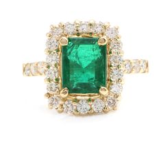 4.10 Carats Natural Emerald and Diamond 18K Solid Yellow Gold Ring Suggested Replacement Value: Approx. $6,500.00 Total Natural Green Emerald Weight is: Approx. 3.20 Carats (transparent)   Emerald Measures: Approx. 9 x 7mm Emerald Treatment: Oiling Natural Round Diamonds Weight: Approx.  0.90 Carats (color G-H / Clarity SI1-SI2) Ring size: 6 (free re-sizing available) Ring total weight: Approx. 7.0 grams Shipping:  We usually ship all of our items within 3 business days. In some cases sooner in some later. Please refer to shipping info for exact handling time period. RETURNS: If you feel the item you received is in some way not as described or not as you have expected please contact us first before opening NOT DESCRIBED CASE or RETURN REQUEST. We guarantee 100% hassle free returns with ful Emerald Gem, Etsy Gold Ring, Pretty Rings, Green Emerald, Yellow Gold Ring, Natural Emerald, Emerald Diamond, Emerald Ring, Quality Diamonds