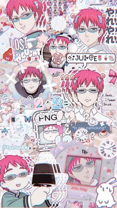 some stickers that are on the back of a cell phone, and one has pink hair