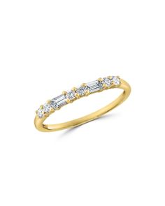 Bloomingdale's Round & Baguette Diamond Stacking Band in 14K Yellow Gold, 0.25 ct. t.w. - 100% Exclusive Baguette Diamond Ring With Single Cut Diamonds For Anniversary, Baguette Diamond Ring With Diamond Accents, Formal Vvs Clarity Baguette Diamond Ring, Formal Yellow Gold Baguette Diamond Ring, Yellow Gold Baguette Diamond Ring, Baguette Diamond Ring In Yellow Gold, Timeless Baguette Brilliant Cut Diamond Ring, Baguette Yellow Gold Diamond Ring Fine Jewelry, Baguette Yellow Gold Diamond Ring