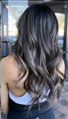 Dark Hair Heavy Highlights, Brunette Coffee Balayage, Teasy Lights Black Hair, Dark Hair Color With Highlights Ideas, Black Hair With Dark Blonde Highlights, Black Hair Blonde Babylights, Frost Highlights On Dark Hair, Bayalage Blonde On Black Hair, Black Hair With Ashy Blonde Highlights