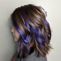 Purple And Blue Hair, Blue Brown Hair, 40s Mode, Hair Color Pictures, Peekaboo Highlights, Natural Red Hair, Brown Ombre Hair, Lilac Hair