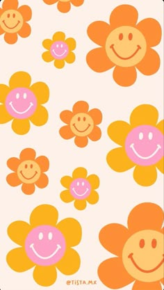 an image of flowers with smiley faces on them