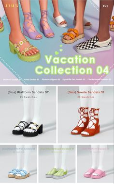 an image of various shoes and sandals for the game vacation collection vol 4 - 3docn