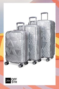 Made From Thick Abs And Pc Film Which Are Both Durable And Lightweight. Quickly Identify Your Luggage With Its Unique, Glamorous Look. Every Aspect Was Considered When Designing This Beauty: Organization, Style, Comfort, And Durability. Luggage Is 25% Expandable For More Packing Capacity, Go Wild. Set Of Three Telescopic Handle Top Handle Side Handle Zip-Around Closure One Inside Zip Pocket One Inside Small Zip Pocket Two Inside Shoe Pocketsundefined Silver Luggage, Hardside Luggage Sets, 3 Piece Luggage Set, Hardside Spinner Luggage, Small Suitcase, Spinner Luggage Sets, Designer Luggage, Glamorous Look, Beauty Organization