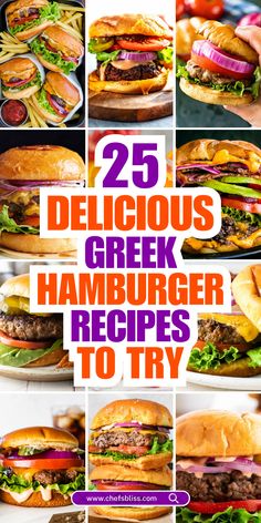 Greek-inspired hamburger recipes bring a Mediterranean twist to the classic American favorite. Packed with fresh herbs, flavorful cheeses like feta, and topped with zesty tzatziki or olive tapenade, these burgers are a delicious fusion of Greek ingredients and grilling tradition. Whether you’re using ground beef, lamb, or even plant-based alternatives, these 25+ Greek hamburger recipes will elevate your grilling game and introduce a new world of flavor to your barbecue or dinner table. Get ready to enjoy burgers that are anything but ordinary! Greek Recipes Easy, Lamb Patties, Greek Turkey Burgers, Lemon Dill Sauce, Quinoa Burgers, Lamb Burgers, Olive Tapenade, Hamburger Recipes, Tzatziki Sauce