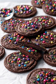 chocolate cookies with sprinkles and colored candies