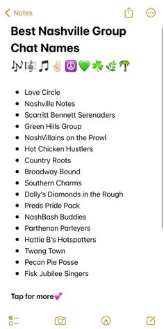 the best nashville group chat names are shown in this screenshote screen shot from their website