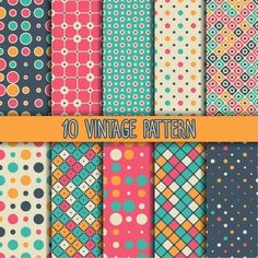 a set of seamless patterns in orange, gray and black colors for scrapbooking