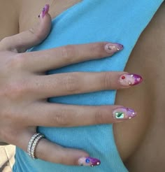 Addison Rae Nails, French Tips With Gems, Jewel Nails, Gel French Tips, Fan Nails, Heart Gem, Nails Orange, Nail Jewels, Gem Nails