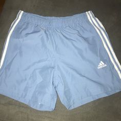 Pale Blue Color With White Piping On Sides. New With Tags. Size Medium Not Easily Found In Usa. Bought In Australia Adidas Blue Shorts With Three Stripes, Adidas Blue Cotton Shorts, Blue Sports Shorts With Three Stripes, Adidas Blue Sports Shorts, Casual Adidas Blue Shorts, Casual Blue Adidas Shorts, Adidas Blue Cotton Bottoms, Adidas Blue Shorts For Summer, Blue Cotton Adidas Bottoms